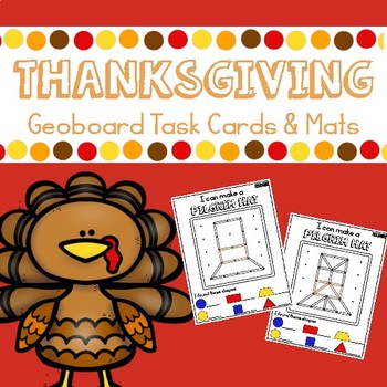 Preview of Thanksgiving Geoboards Task Cards and Mats
