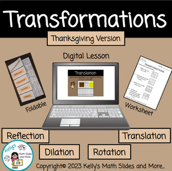 Preview of Thanksgiving Geometric Transformations Activity - Digital and Printable