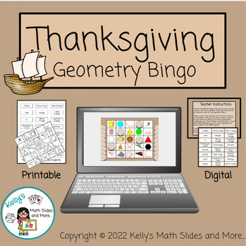 Preview of Thanksgiving Geometry Bingo Game - Digital & Printable