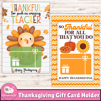 Preview of Thanksgiving Gift Card Holder | Thanks for all you do Printable Card for Teacher