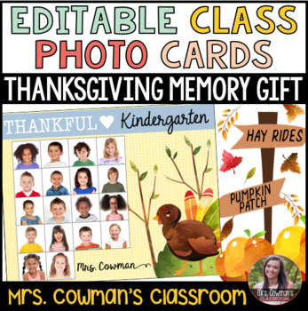 Preview of Thanksgiving Gift Class Card - Editable Templates