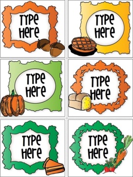 Preview of Thanksgiving Gift Tags  -  Name Tags -  Editable Labels