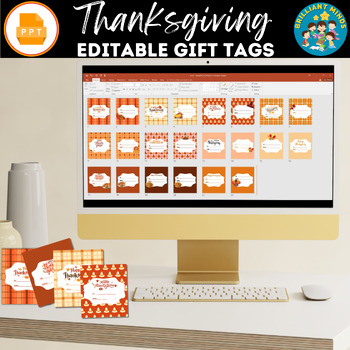 Preview of Thanksgiving Gift Tags - Thanksgiving Treat Bag Gift Labels - Editable Gift Tags