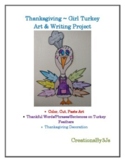 Thanksgiving Girl Turkey Art and Writing 26.5" Large Project