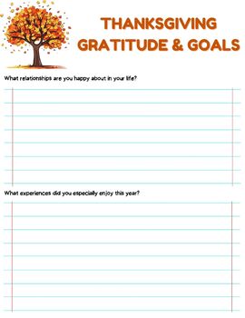 Preview of Thanksgiving Giving Gratitude and Goals