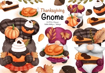 Preview of Thanksgiving Gnome Clipart.
