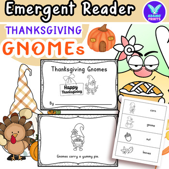 Preview of Thanksgiving Gnomes ELA Emergent Reader Vocabulary Activities NO PREP