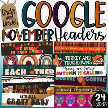 Preview of Thanksgiving Fall Headers for Google Classroom