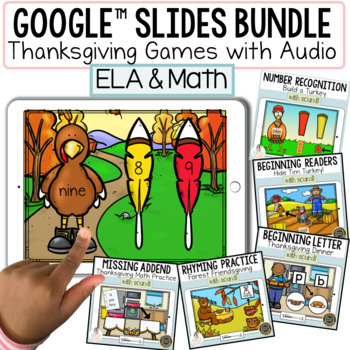 Preview of Thanksgiving Google Slides™ Bundle | Digital Games | Kindergarten | PreK