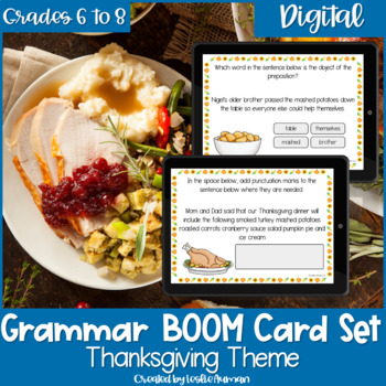 Preview of Thanksgiving Grammar BOOM Cards