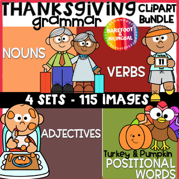 Preview of Thanksgiving Grammar Clipart Bundle - Parts of Speech Thanksgiving Clipart