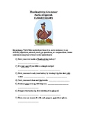 Thanksgiving Grammar Recipe - Parts of Speech Worksheet (m