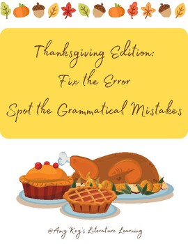 Preview of Thanksgiving Grammar/Run On, Comma Splices, and More/Middle and High School