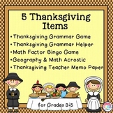 Thanksgiving Grammar Thanksgiving Math and Thanksgiving Ge