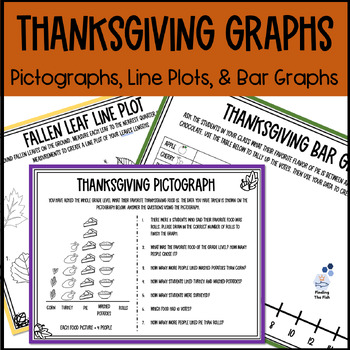 Preview of Thanksgiving Graphing: Read & Create a Pictograph, Line Plot, & Bar Graph