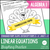 Thanksgiving Graphing Linear Equations Practice - Color a Turkey