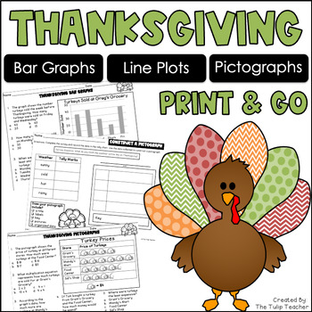 Preview of Thanksgiving Graphs with Bar Graphs, Pictographs, Line Plots, Anchor Charts