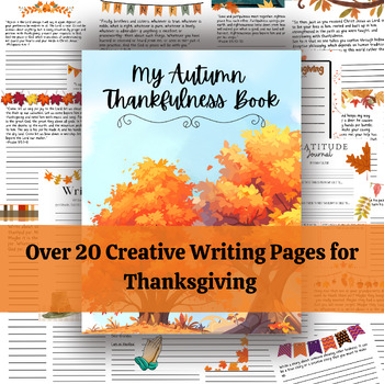 Preview of Thanksgiving Gratitude Journal, Creative Writing, Bible Scripture Copywork