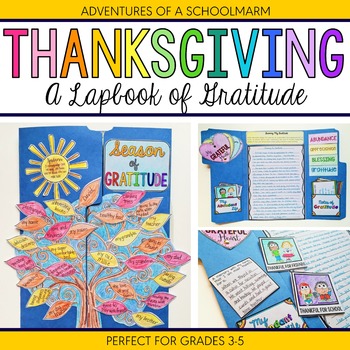 Preview of Thanksgiving Activity - Gratitude Lapbook with Writing Prompts 3rd 4th 5th