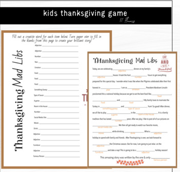 Thanksgiving Gratitude Libs Download Mad Libs by 31 Flavors of Design