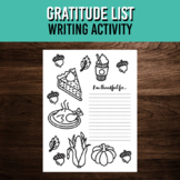 Thanksgiving Gratitude List Writing Activity & Coloring Page