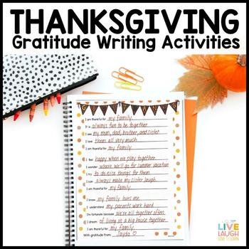 Preview of Thanksgiving Gratitude Writing Activities