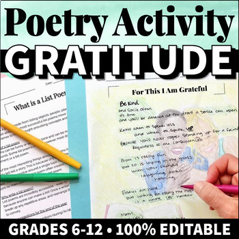 Preview of Thanksgiving Gratitude Writing Activities & Art for Middle School & High School