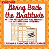 Thanksgiving, Gratitude and Kindness Calendar and Activities