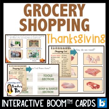 Preview of Thanksgiving Grocery Shopping for Special Education Life Skills Boom™ Cards