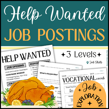 Preview of Thanksgiving HELP WANTED | Job Listing Reading | Vocational Activity