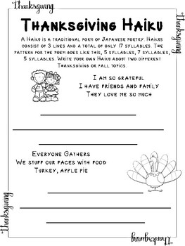 Thanksgiving Haiku: Create your own Haiku about fall/Thanksgiving w ...