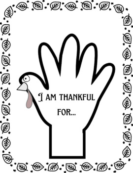 Preview of Thanksgiving Hand Turkey "I am thankful for..." FREEBIE