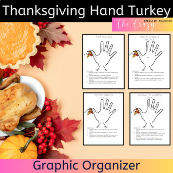 Preview of Thanksgiving Hand Turkeys for High School and Middle ELA Graphic Organizers