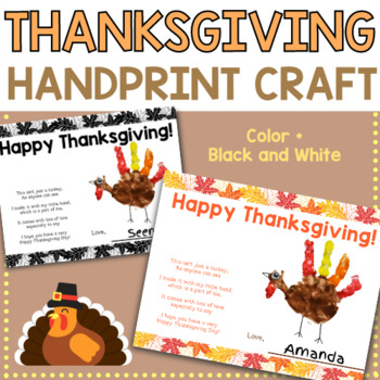 Preview of Thanksgiving Handprint Craft Activity for Toddler, Pre-K, Preschool