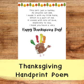 Thanksgiving Handprint Poem Craft - Pre-K / Preschool / Kindergarten