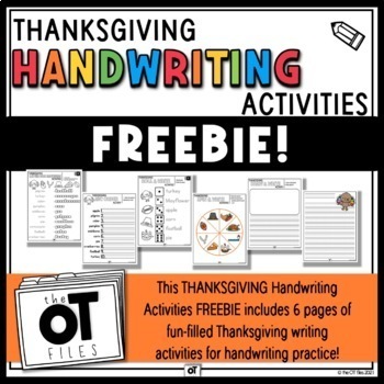 Preview of Thanksgiving Handwriting Activities OT
