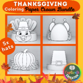 Thanksgiving Hat Coloring Paper Crowns Turkey Pilgrim Pump