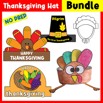 Preview of Thanksgiving Hat Crafts Activity Bundle - Crowns/Hats Headbands Craft Templates