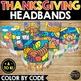 Thanksgiving Headbands Color by Code | Addition and Subtra