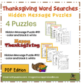 Thanksgiving Hidden Message Word Search Puzzles Grades 3-5