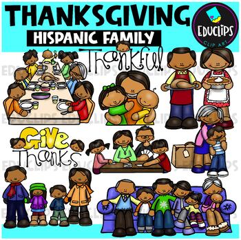 Preview of Thanksgiving Hispanic Family Clip Art Set {Educlips Clipart}