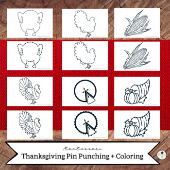 Preview of Thanksgiving Holiday Montessori | Pin Punching, Pin Poking, Coloring