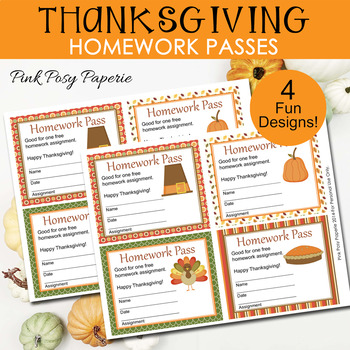 Thanksgiving Homework Passes By Pink Posy Paperie TpT   Original 1384820 1 