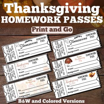 Thanksgiving Homework Passes By Happily Ever After Primary TPT   Original 9486189 1 