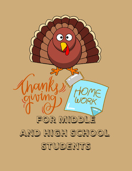Preview of Thanksgiving Homework for Middle and High School Students! *Updated for 2023!