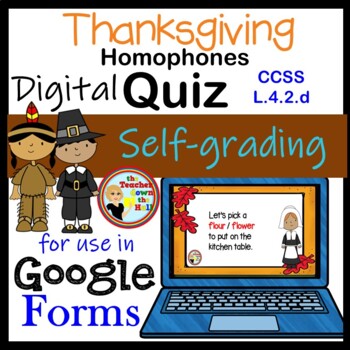 Preview of Thanksgiving Homophones Google Forms Quiz
