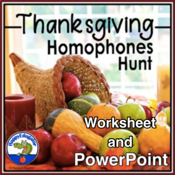 Preview of Thanksgiving Homophones Search PowerPoint and Worksheet