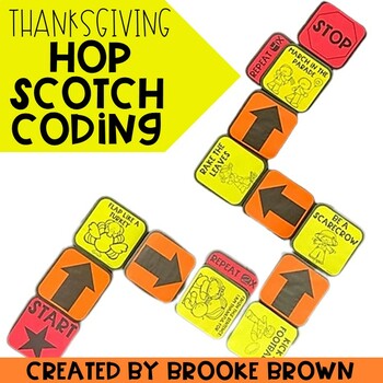 Preview of Thanksgiving Hop Scotch Coding® - Unplugged Coding