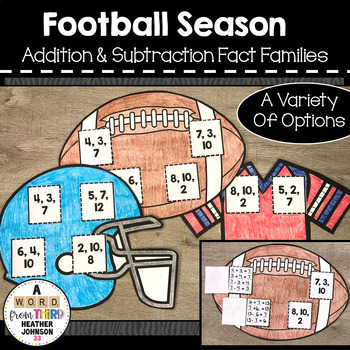 Preview of Football Season Fact Families Addition & Subtraction