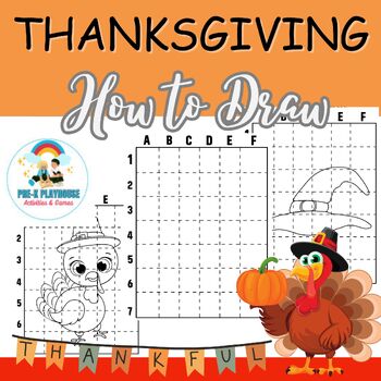 Preview of Thanksgiving How to Draw Coloring Activities Worksheets For Kids